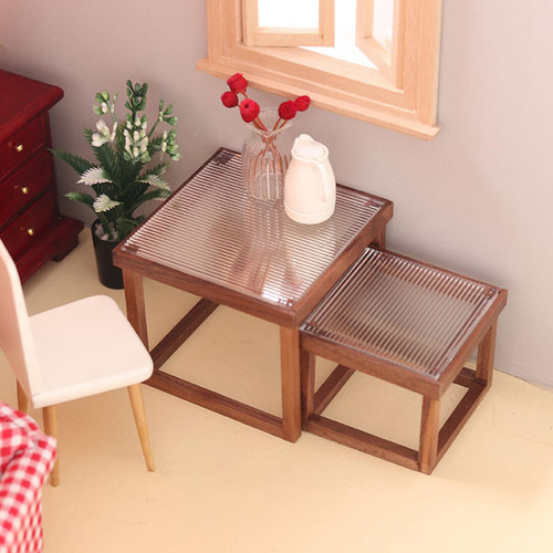 Casa De Muñecas Mesa En Miniatura Mesa Auxiliar Teatable L