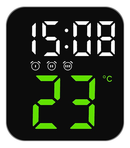 Relógio Digital Led Temperatura Alarmes Usb Mesa E Parede Cor Verde