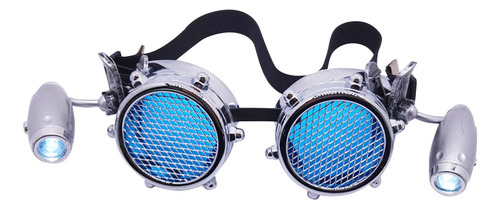 4 Gafas De Estilo Steampunk Únicas 18x6cm Argenta Brillante
