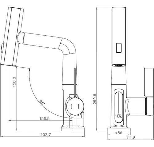 Grifo Led Monocomando Canilla Extensible Display Temperatura