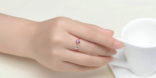 Anillo Oro Rosa 18k Plata Y Amatista Topacio Garnet !!!!!!