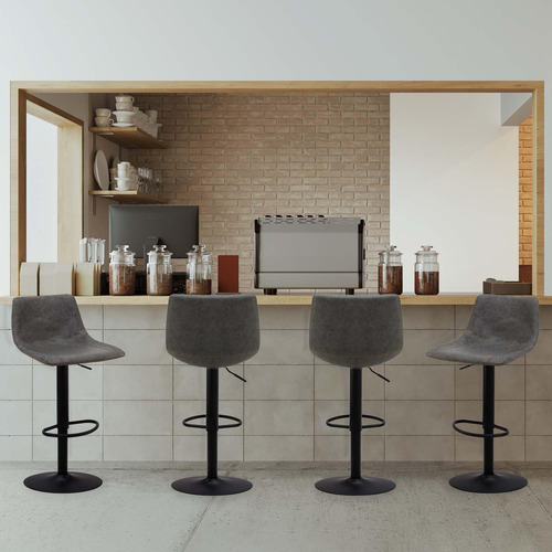 Set De 2 Bancos Ajustables De Bar Modernos Y Elegantes Gris
