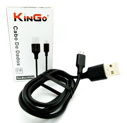 Kit 100 Cabo De Dados Para Celular Micro Usb V8 Kingo Preto 