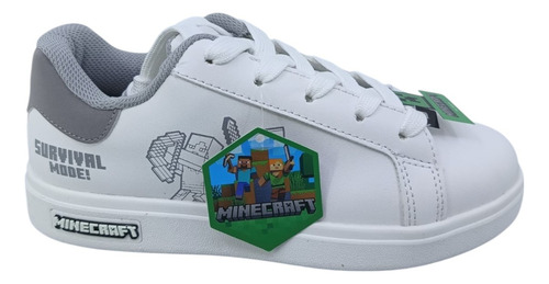 Tenis Hombre Cómodo Survival Mode Minecraft Mi5231 Blanco
