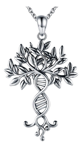 Árbol De La Vida Collar De Adn Infinito Plata De Ley 925 Dob