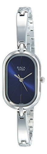 Titan Raga Viva Analogico Esfera Azul Para Mujer Oro / Plata