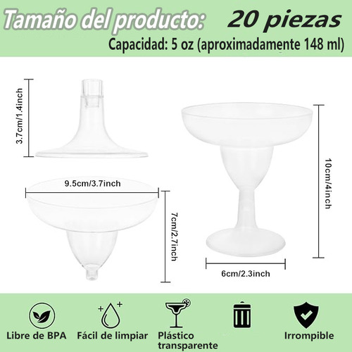 De Copas Cóctel Margarita | Vasos Plásticos Para Bar Y