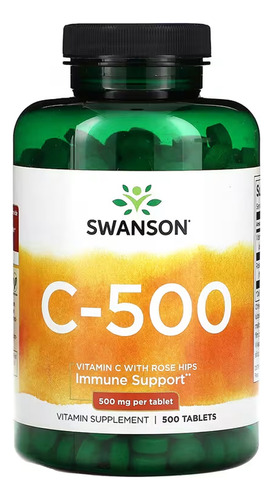 Vitamina C Swanson com roseira brava 500 mg 500 comprimidos, sabor sem sabor