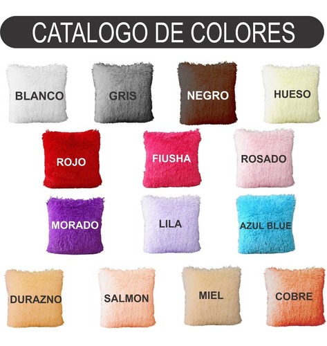 Set De 6 Cojines De Peluche Largo Extrasuave Colores Varios