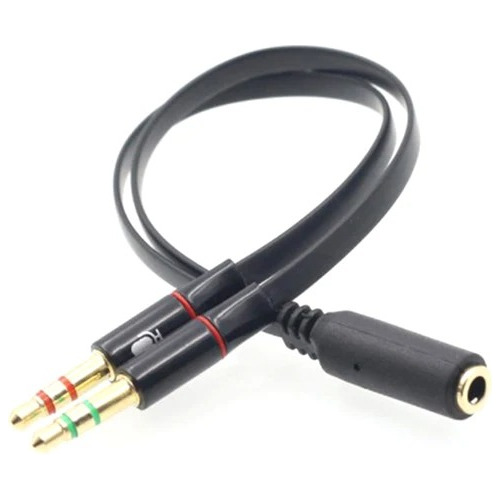 Cable 3.5 Auxiliar De Audio Micrófono 1 Hembra- 2 Macho 3.5m