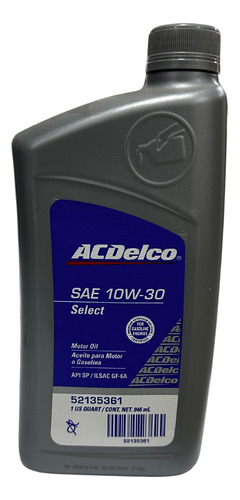 Aceite Para Motor Acdelco Sae 10w-30 