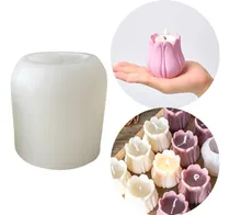 Comprar Molde Silicona Flor 3d Tulipan Vela Jabon Resina Porta Vela Color Blanco