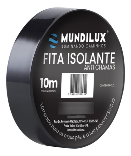 Fita Isolante Preta 10 Metros Elétrica Resistente Anti Chama