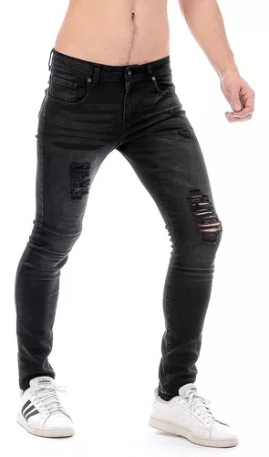 alma Ostentoso Pacer Jeans Pantalón Mezclilla Negro Skinny Hombre Black Rocket