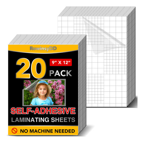 20 Hojas Laminadoras Autoadhesivas 9x12 Pulgadas Sin Calor
