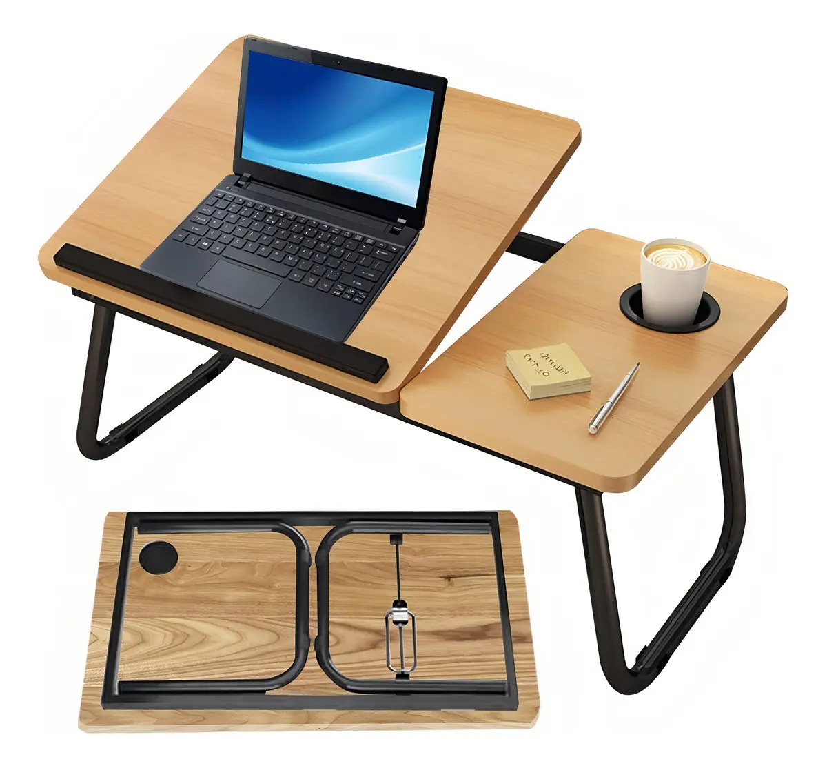 Mesa Cama Portátil Plegable Para Laptop Soporte Altura Ajust Color Nuez Sunotle ZDZ01