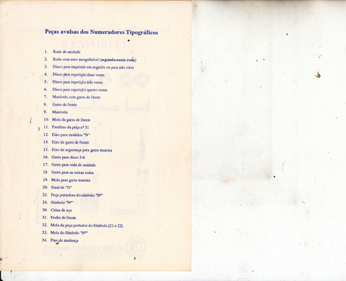 Manual De Peças Do Numerador Tipográfico Leibinger