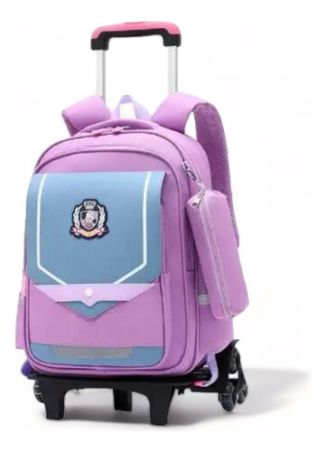 Mochila Maleta Escolar Con Ruedas + Estuche Para Niño Y Niña