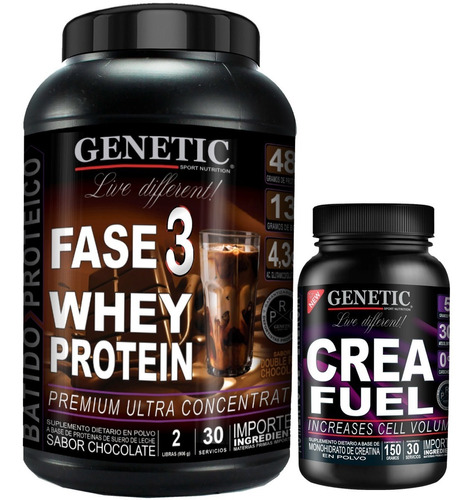 N°1 Masa Muscular Fuerza Crea Fuel + Proteína Fase 3 Genetic