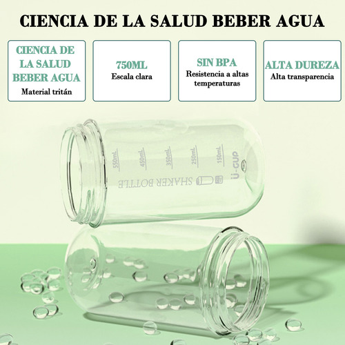 Vaso Shaker Vaso Mezclador Shaker Para Proteina En Caja 750ml Verde