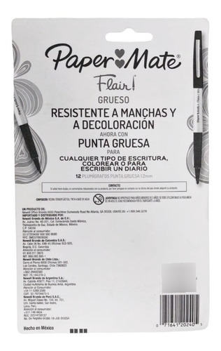 Plumón Papermate Flair Plumigrafos 12 Pzs