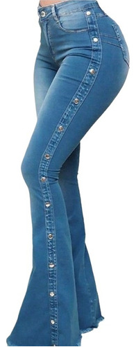 High Waisted Elastic Flared Jeans And Pants