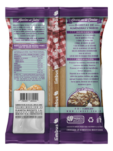 Galletita Integral Vegana Avena Y Frutos Secos - Limbus