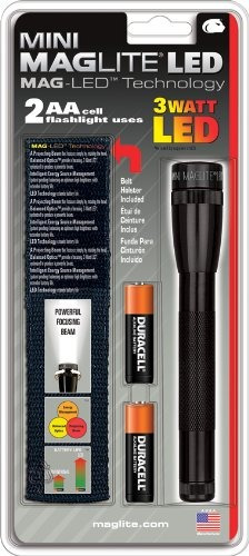 Mini Maglite Led 2-cell Aa Linterna Con La Pistolera, Negro