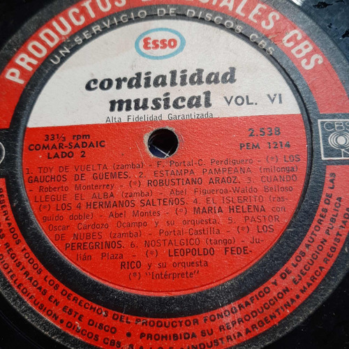 Sin Tapa Disco Cordialidad Musical Vol 6 Xy Cp0