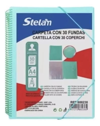 Carpeta Archivador De Documentos 30 Fundas Con Espiral A4