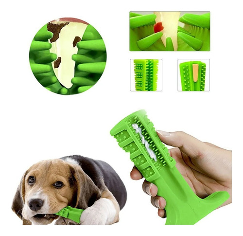 Escova De Dente Para Cachorro Brinquedo Remove Tartaro Pet Cor Verde