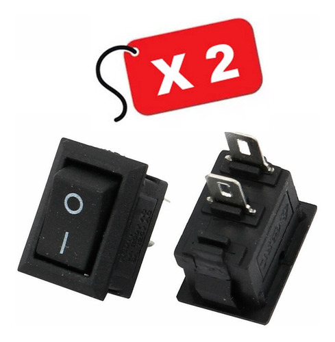 Imagen 1 de 2 de Micro Interruptor Switch Rocker Negro 2pin On-off / 2 Und