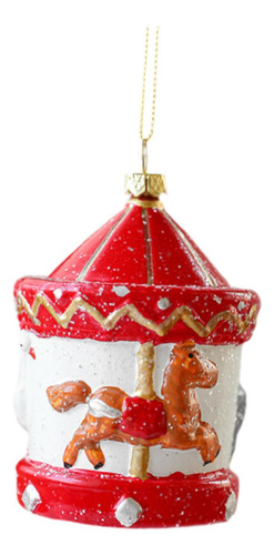 Colgante De De Navidad, Adorno Para 7x12 Cm Carrusel Rojo Y