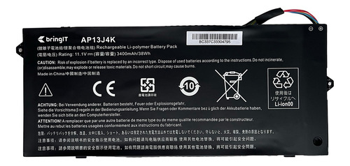Bateria Para Notebook Acer Chromebook C720-2827 3990 Mah Bateria Preto