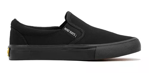 Tênis De Skate Mad Rats Slip On Black Preto Lona Original