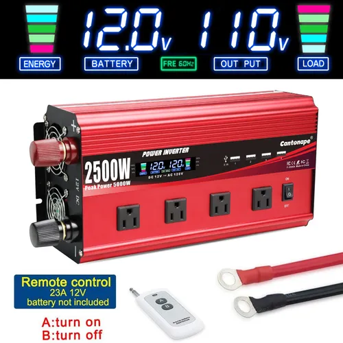 Inversor De Corriente 2500 W 12 V A 110 V Con Pantalla Lcd