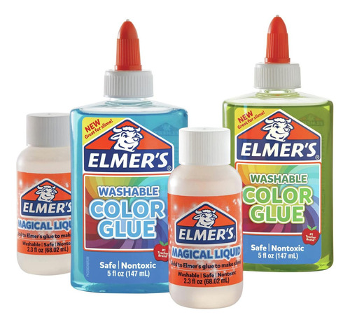 Conjunto de 4 peças do kit Elmers Transparent Color Slime