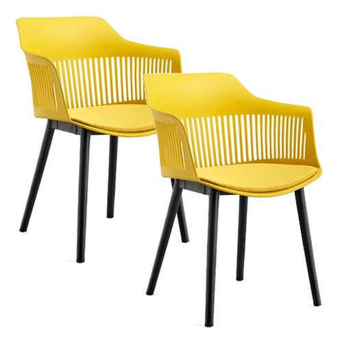 Silla Living Comedor Sc02 Mostaza Nictom Acolchado X2 Estructura de la silla Amarillo Asiento Amarillo