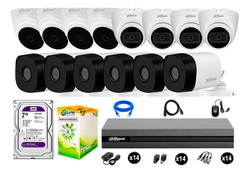 Cámaras Seguridad Dahua  Kit 14 Full Hd 04 Cámaras Audio 2tb