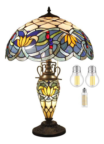 Werfactory Tiffany - Lámpara De Mesa Con Diseño De Loto D.