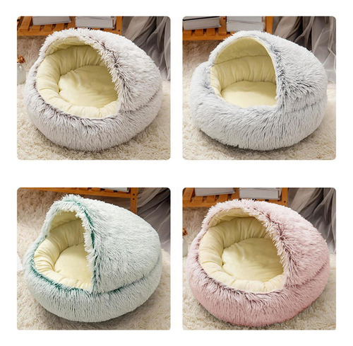 Z Cama Para Mascotas, Redonda, Suave, De Felpa, Nido, Cueva,