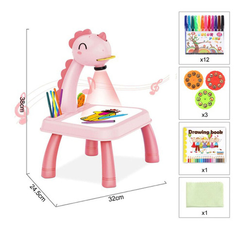Proyector De Dibujo De Seguimiento Infantil Rosa Dinosaurio 