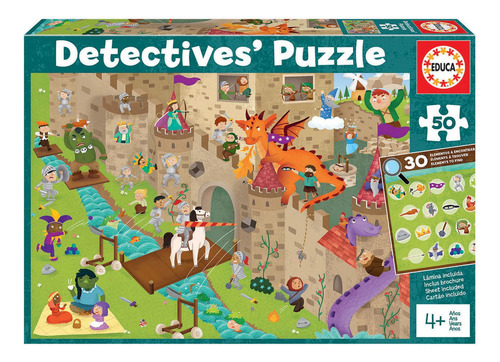 Set Puzzle Detective Castillo Dragones Rompecabezas Educa