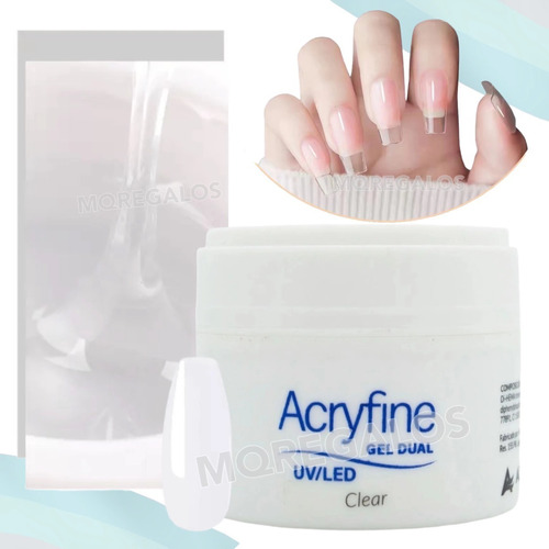 Gel Uv Acryfine Uñas Esculpidas Gelificada Acrilica Clear