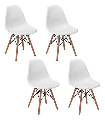 Conjunto 4 Cadeiras De Jantar Charles Eames Eiffel Branca