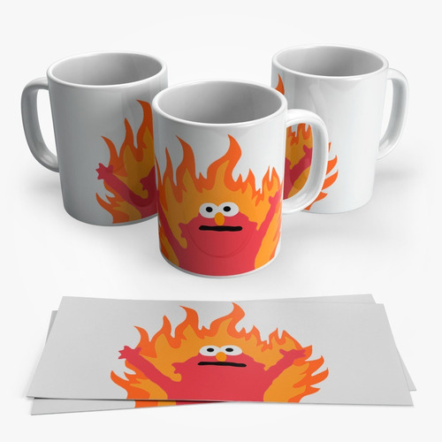 Taza Meme Elmo Ardiendo Regalo