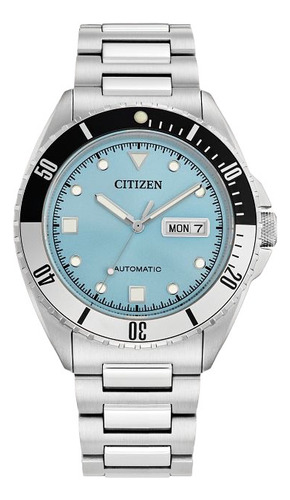 Nh7530-52l Reloj Citizen Seven Star Automatic 40mm Plateado/ Color De La Correa Plateado Color Del Bisel Plateado Color Del Fondo Azul Cielo