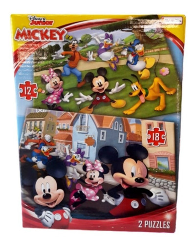 Puzzle X 2 Mickey Sobre Ruedas 12 Y 18 Pzs Dch07689