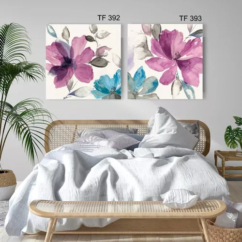 Cuadros Dormitorio Modernos Flores Impresos Lienzo A Medida