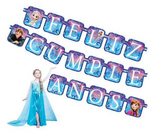 Letrero Feliz Cumpleaños Frozen Artículo Fiesta - Pky0m01